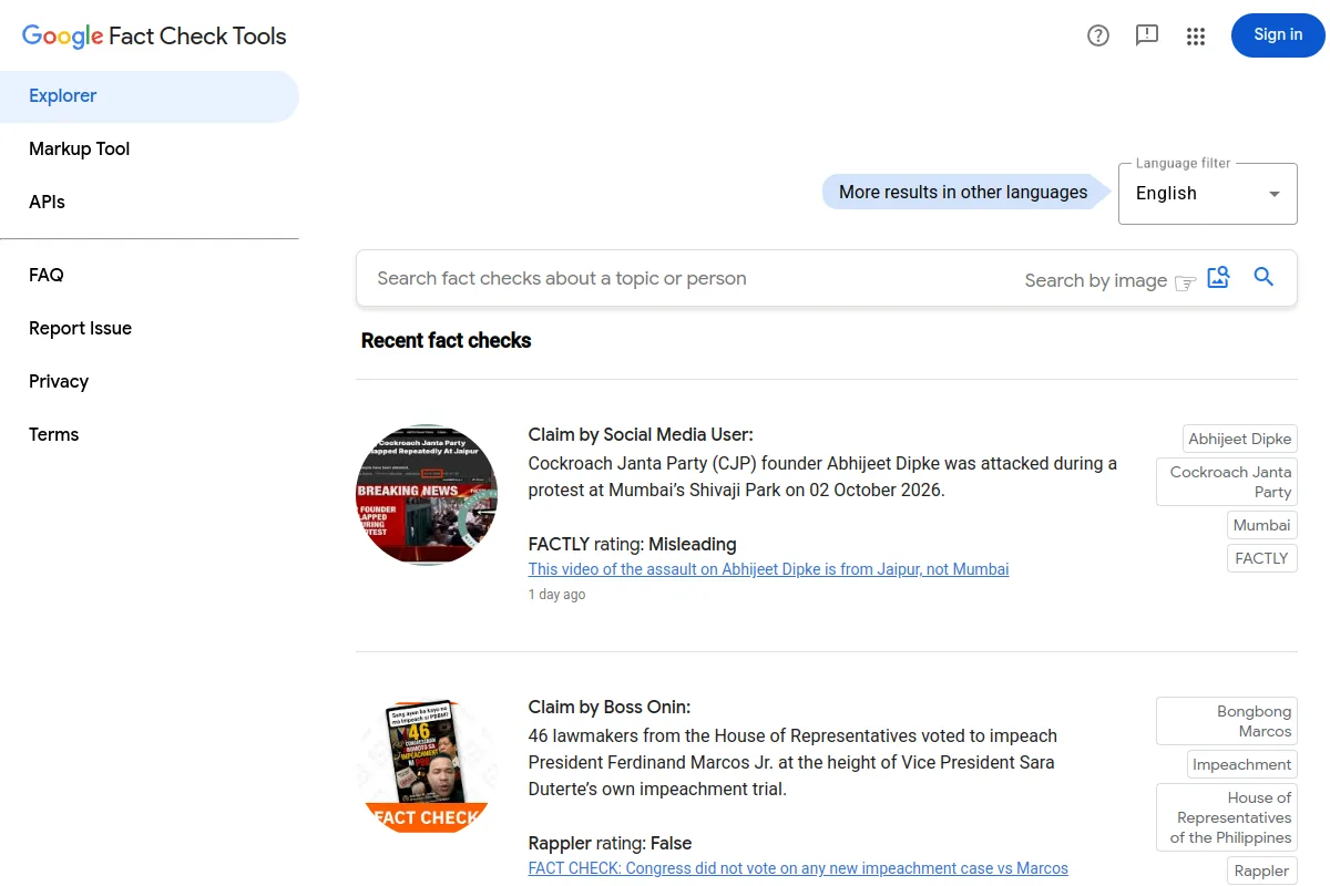 Website screenshot of toolbox.google.com