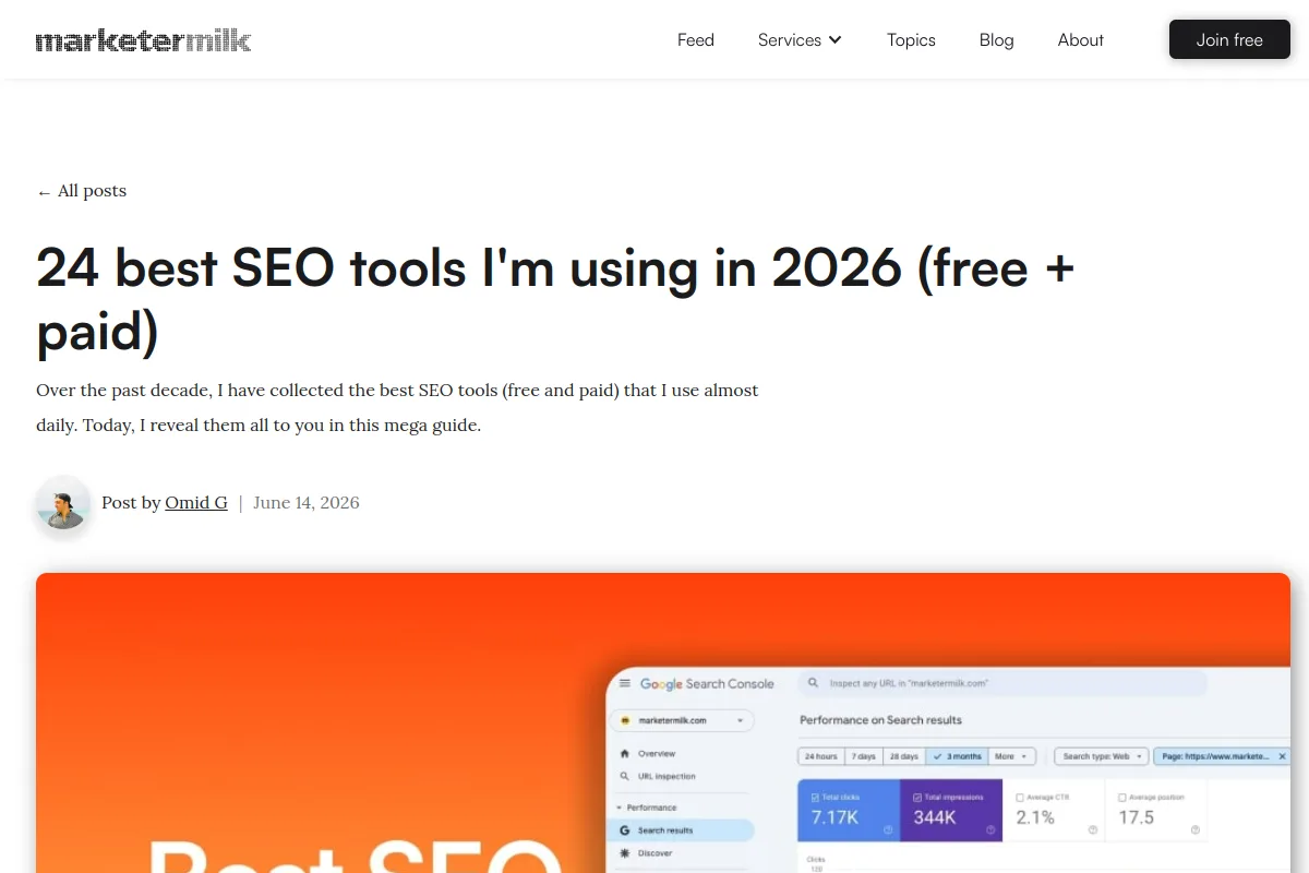 Website screenshot of marketermilk.com