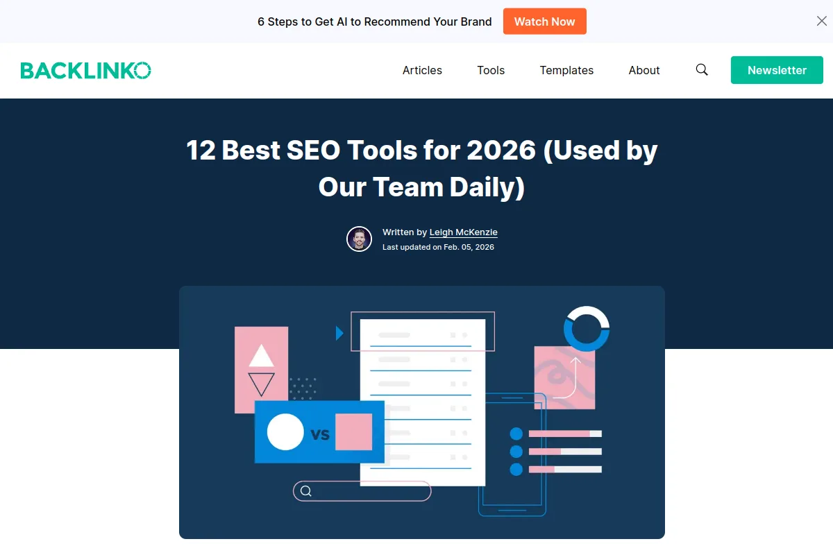 Website screenshot of backlinko.com