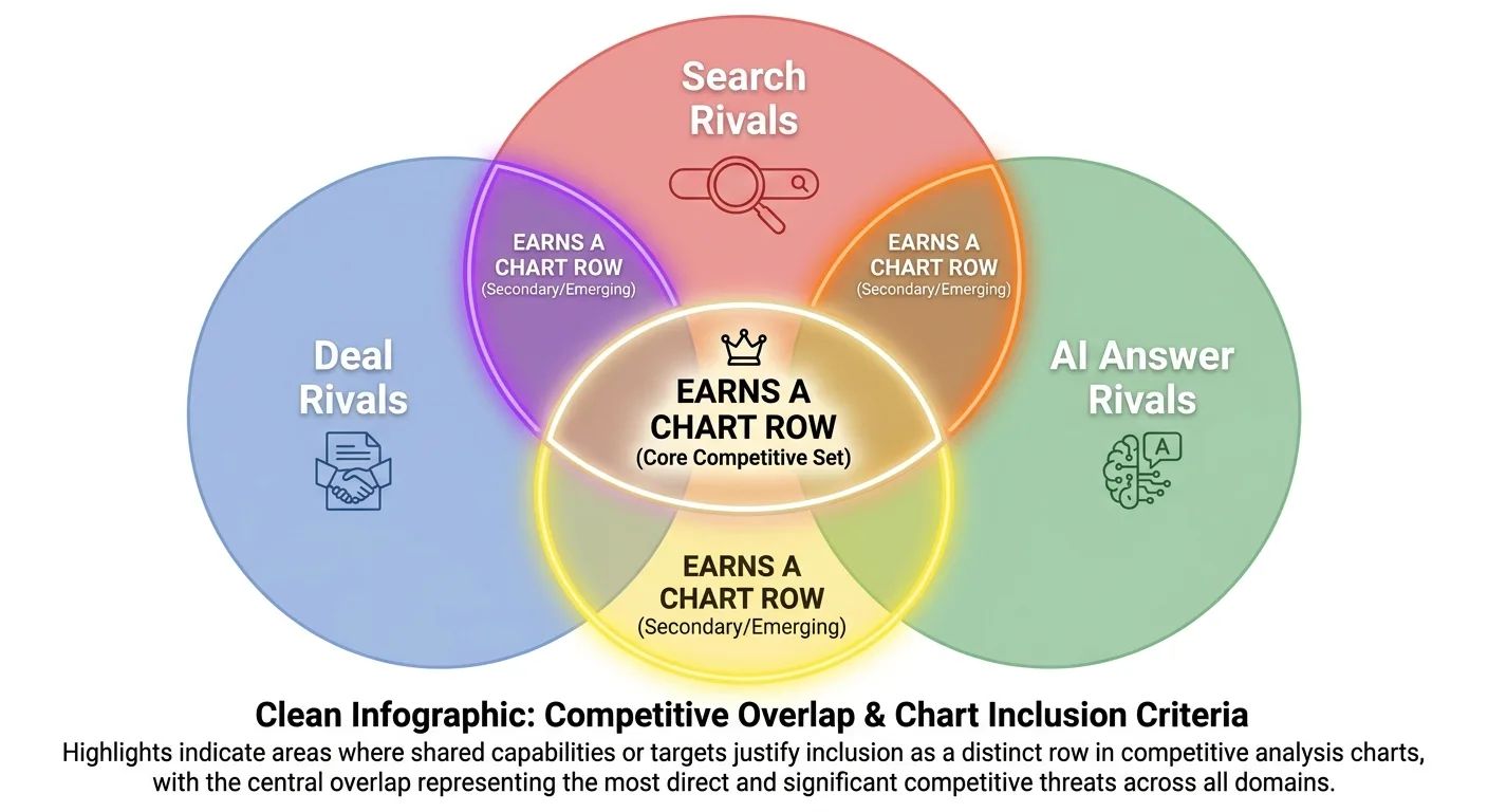 Clean infographic of three overlapping circles labeled Deal Rivals, Search Rivals, AI