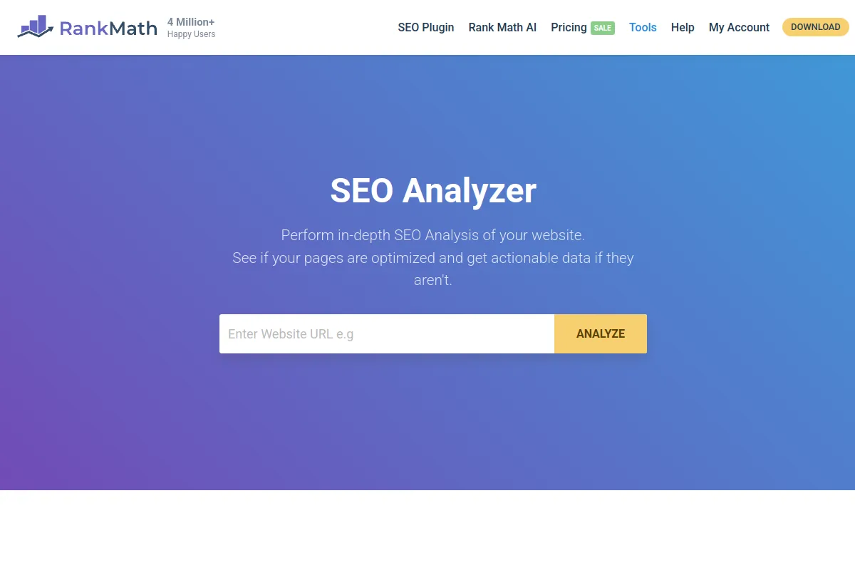 Website screenshot of rankmath.com