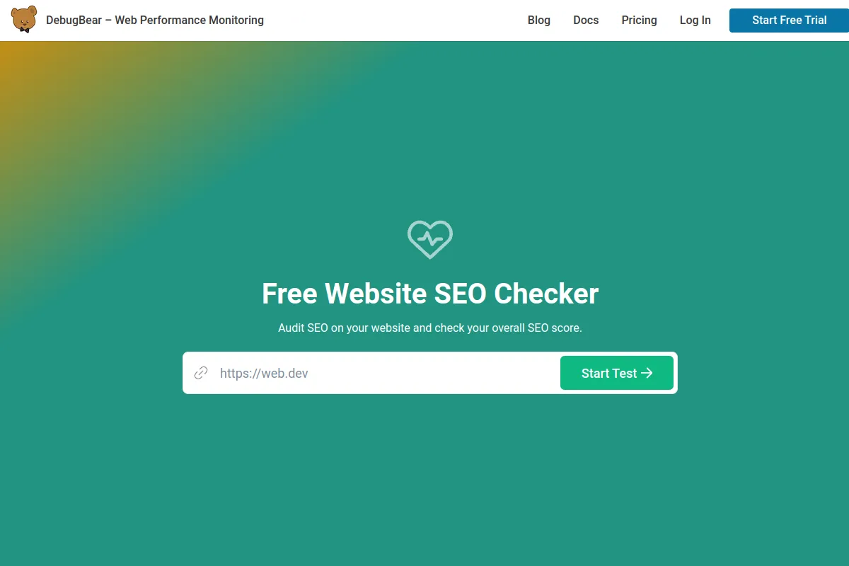 Website screenshot of debugbear.com