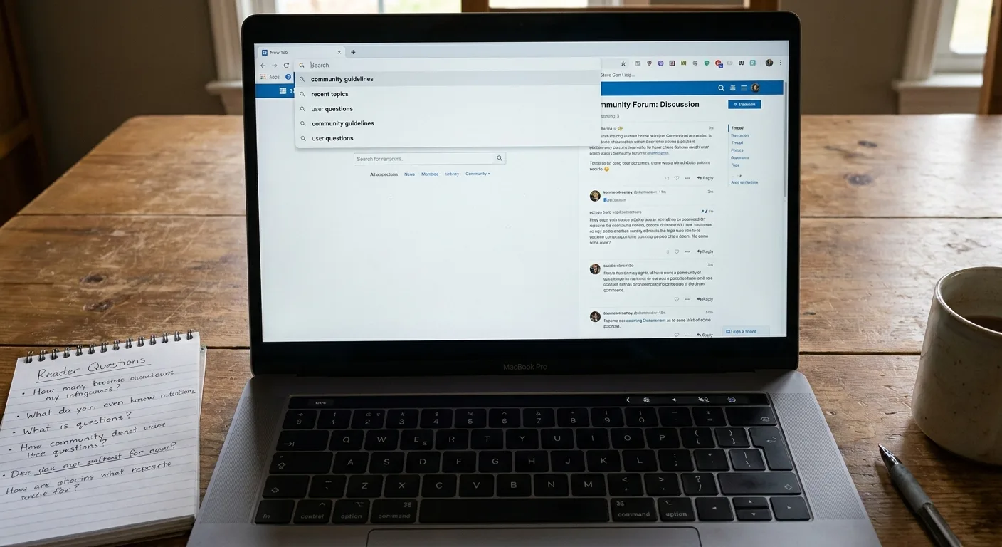Realistic photo of a laptop screen showing a generic search bar with