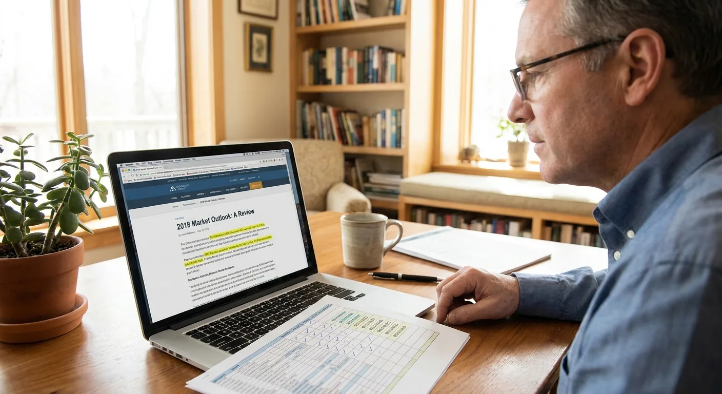 financial advisor at a laptop in a calm, well-lit office reviewing an