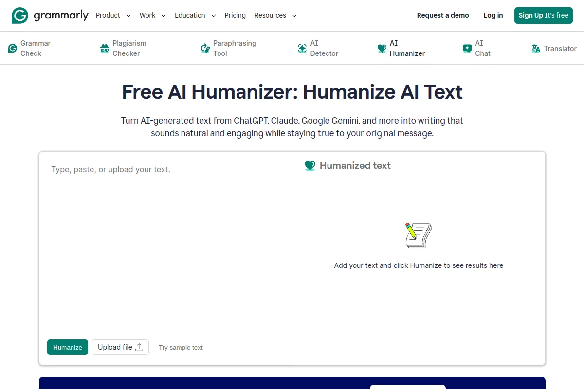 Website screenshot of grammarly.com